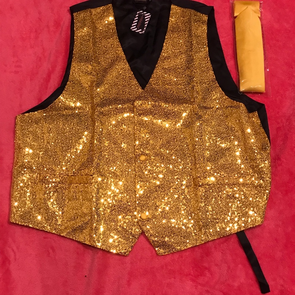 Gold Sequin Vest - Sparkling Party Waistcoat
